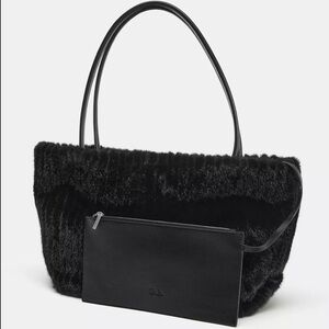 Zara Black Faux Fur Tote Bag